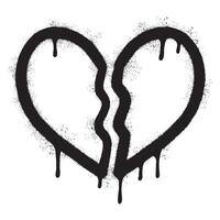 spray målad graffiti bruten hjärta ikon ord sprutas isolerat med en vit bakgrund. graffiti kärlek ha sönder ikon med över spray i svart över vit. vektor