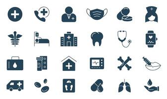 sjukhus och medicinsk vård linje ikon uppsättning. begrepp av sjukvård ikoner vektor illustration