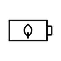 Vektor schwarz Linie Symbol Öko Batterie isoliert auf Weiß Hintergrund