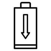 Vektor schwarz Linie Symbol niedrig Batterie isoliert auf Weiß Hintergrund