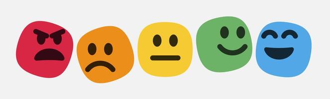 Befriedigung Feedback Bewertung bilden Emoticons Platz Emoticon. vektor