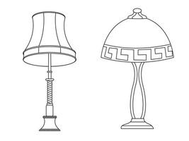 stilvoll Lampe, modern Lampe Innere im Schlafzimmer, elektrisch Tisch, Fußboden Lampen, Lampenschirme, anders Innere Licht Dekor Stehen und hängend. vektor