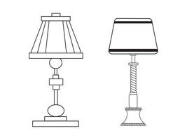 eleganta lampa, modern lampa interiör i sovrum, elektrisk tabell, golv lampor, lampskärmar, annorlunda interiör ljus dekor stående och hängande. vektor