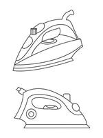 järn ikon uppsättning av glättning järn vektor ikoner. torr och ånga järn vektor ikon uppsättning. järn platt linje ikoner uppsättning. platt järn tecken illustration.