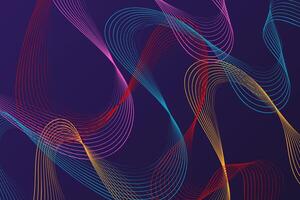 ein beschwingt lila Hintergrund ist geschmückt mit ein Vielfalt von bunt Linien Das sich schneiden und Überlappung vektor