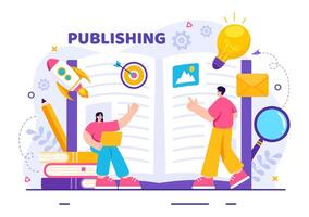 digital publishing innehåll blog marknadsföring skrivning vektor illustration för social media eller webbsida organisation i platt tecknad serie bakgrund design