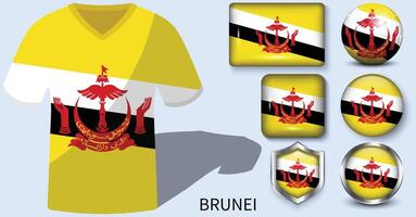 brunei flagga samling, fotboll tröjor av brunei vektor