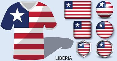 Liberia flagga samling, fotboll tröjor av Liberia vektor