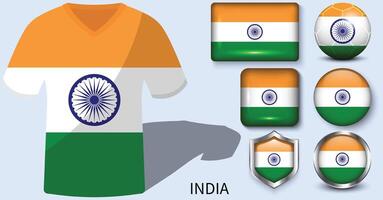 Indien flagga samling, fotboll tröjor av Indien vektor