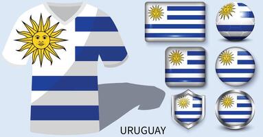uruguay flagga samling, fotboll tröjor av uruguay vektor