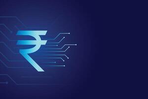 rupee symbol i digital teknologi bakgrund vektor