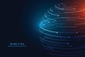 Technologie Kugel mit Digital Linien Nachrichten Hintergrund vektor