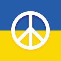 Ukraine Flagge mit Frieden Symbol zu halt Russland Krieg und Invasion vektor