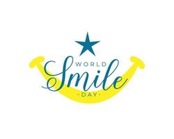 Welt Lächeln Tag Veranstaltung Karte zum heiter mit lächelnd Gesichter vektor