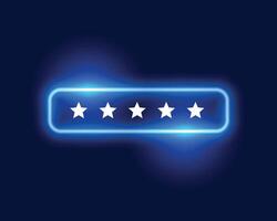 glühend Neon- 5 Star Benutzer Bewertung Hintergrund zum Feedback oder Umfrage vektor
