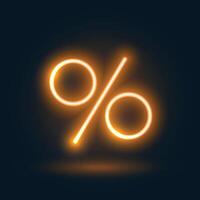 glühend Neon- Prozentsatz Zeichen Hintergrund zum Verkauf Marketing vektor