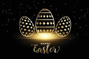 golden Muster Eier zum glücklich Ostern Festival vektor