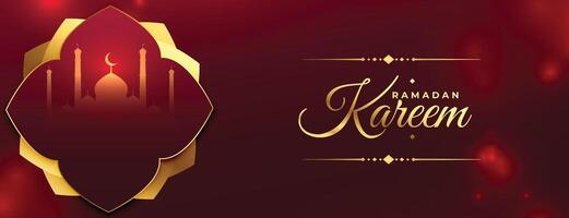 glänzend rot Ramadan kareem golden Banner Design vektor