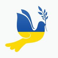 Taube Frieden Vogel im Ukraine Flagge vektor
