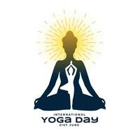 skön internationell yoga dag bakgrund för meditation terapi vektor