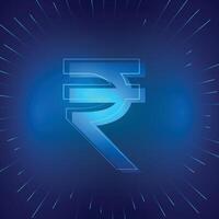 indisk digital rupee symbol på blå bakgrund vektor