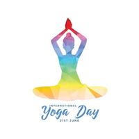 Welt Yoga Tag Hintergrund mit bunt Frauen tun Meditation vektor