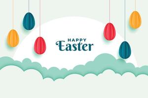 glücklich Ostern Banner mit Eier Dekoration Design vektor