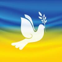 Flagge von Ukraine mit Taube Frieden Vogel vektor