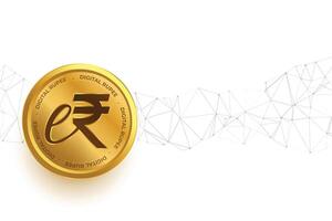 digital indisk valuta e-rupi symbol på gyllene mynt design vektor