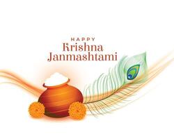 glücklich krishna janamashtami Festival wünscht sich Karte Design vektor