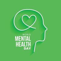10 .. Oktober Welt mental Gesundheit Tag Grün Konzept Poster im Linie Stil vektor