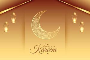 golden Ramadan kareem eid Mubarak dekorativ Karte Design vektor