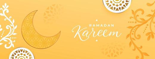 arabicum dekoration ramadan kareem måne och blommig baner design vektor