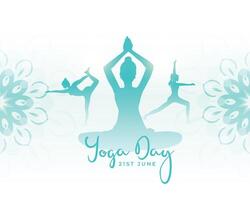 21 .. Juni Yoga Tag Feier Hintergrund zum Meditation vektor