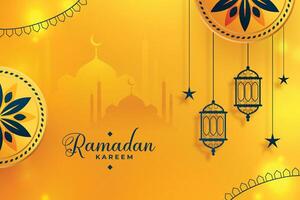 Lycklig ramadan kareem säsong gyllene dekorativ arabesk bakgrund vektor
