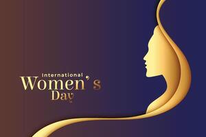 International Damen Tag Veranstaltung Hintergrund mit golden weiblich Gesicht vektor