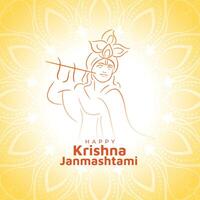 skön hand dragen shree krishna Janmashtami festival kort vektor