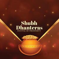 glänzend und religiös shubh Dhanteras Veranstaltung Karte zum Ganpati und laxmi Puja vektor