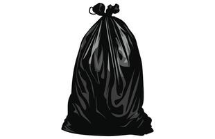 Müll Tasche Silhouette Symbol, Pakete mit Müll Vektor Illustration von groß schwarz Plastik Taschen.