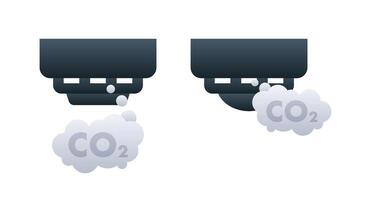 Vektor Illustration von Fahrzeug Auspuff Emissionen mit co2 Wolken Darstellen Luft Verschmutzung und Umwelt Einschlag