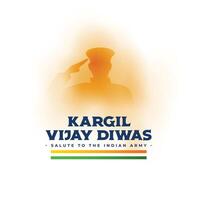 kargil vijay diwas patriotisk bakgrund med hälsning krigare silhuett vektor