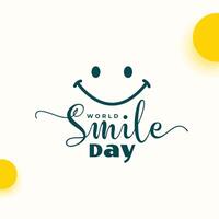nett Welt Lächeln Tag Feier Karte mit süß Karikatur Gesicht vektor