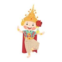 thailändisch Mädchen Kleid traditionell Karikatur vektor