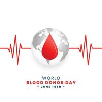 global värld blod givare dag med jord form och blod släppa vektor