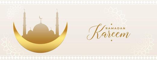 nett Ramadan kareem wünscht sich Banner mit golden Mond und Moschee vektor