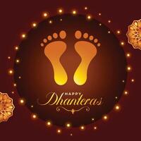schön und traditionell glücklich Dhanteras wünscht sich Hintergrund mit Göttin Füße vektor