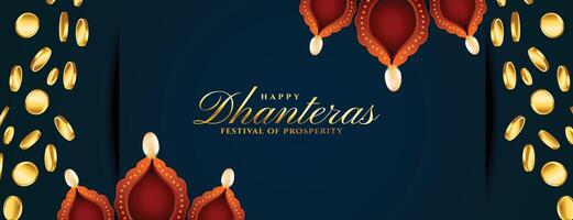 dekorativ glücklich Dhanteras Festival Poster zum Anbetung und Freude vektor