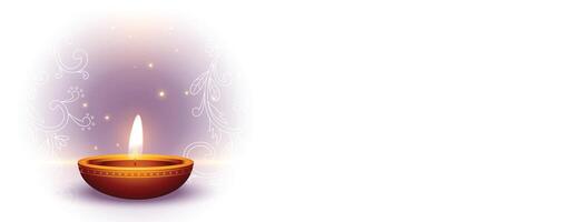 elegant shubh Diwali Gelegenheit Banner mit Text Raum und Diya Vektor