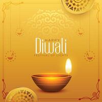 indisch Festival glücklich Diwali Veranstaltung Karte mit Öl Diya vektor