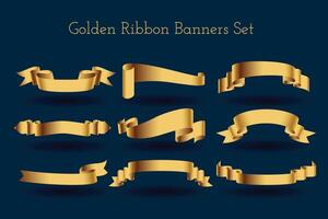 realistisch und golden Band Band Element Banner im Sammlung vektor